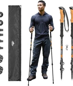 Cascade Mountain Tech Lightweight Aircraft-Grade Aluminum Trekking Poles with Extended Down Grip Plus Tip Kit