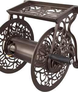 Liberty GARDEN 704 Decorative Cast Aluminum Wall Mount Garden Hose Reel, Holds 125-Feet of 5/8-Inch Hose - Bronze