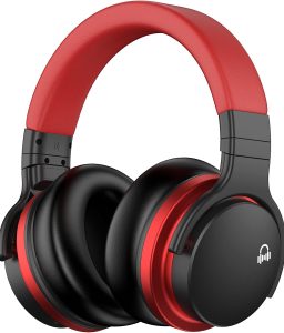 MOVSSOU E7 Active Noise Cancelling Headphones Bluetooth Headphones Wireless Headphones Over Ear with Microphone Deep Bass, Comfortable Protein Earpads, 30 Hours Playtime for Travel/Work, Black
